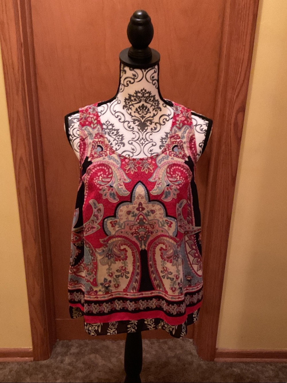 Bila Red Paisley Print Sleeveless Camisole